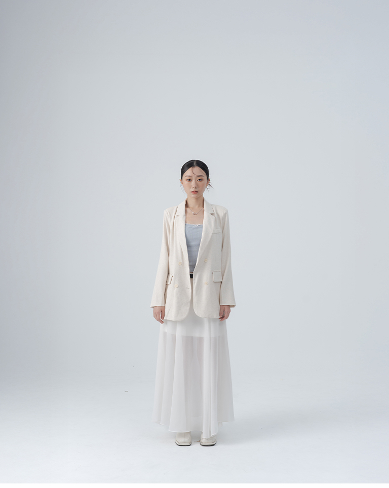 Basic Plain Collared Suit Jacket - Apricot【02030581】in stock+pre-order