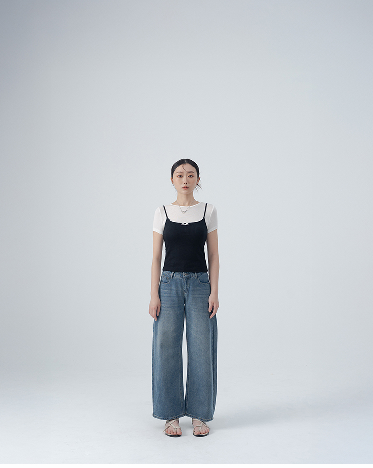 Low-rise double-waisted denim jeans, S/M/L【04011879】in stock+pre-order