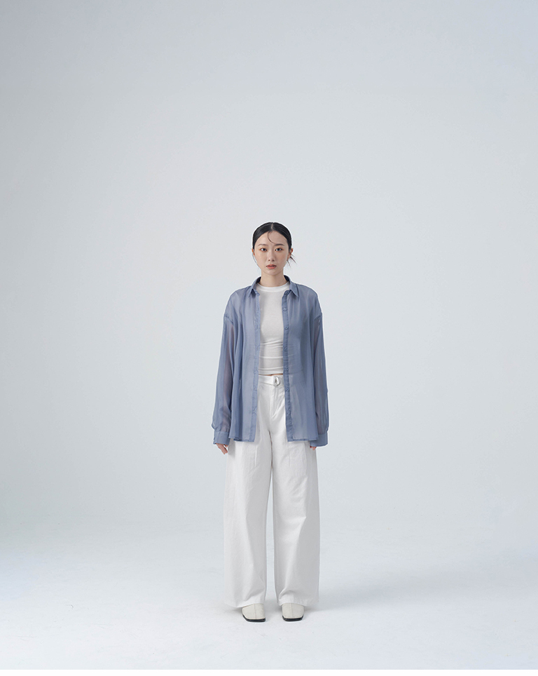 Simple belted pleated floor-length trousers - white S/M【04102056】in stock+pre-order