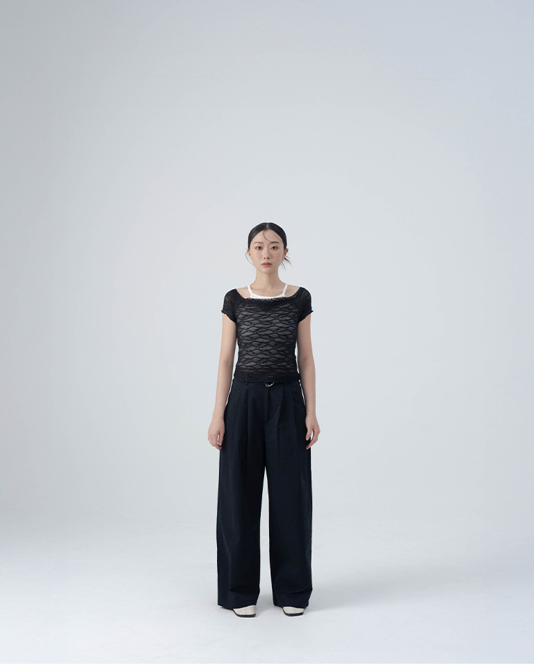 Simple belted pleated floor-length trousers - black S/M【04102057】in stock+pre-order
