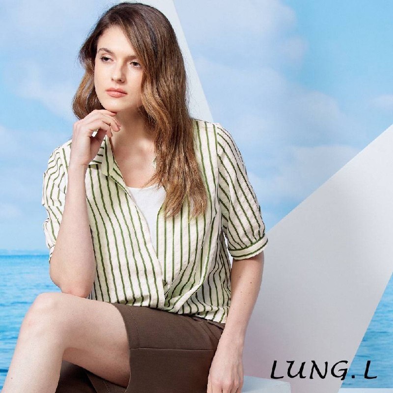 [TW] LUNG.L GREEN STRIPED TWO-PIECE WOMEN'S TOP, LU36A-01 (TLL57)