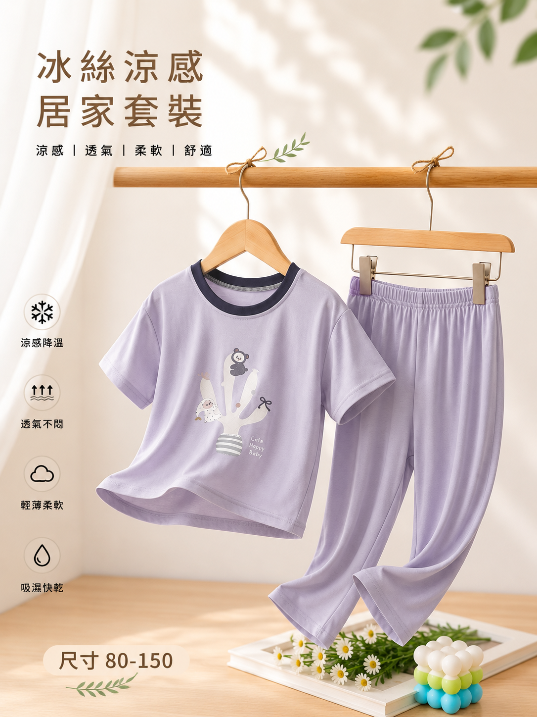 紫色仙人掌 涼感居家套裝