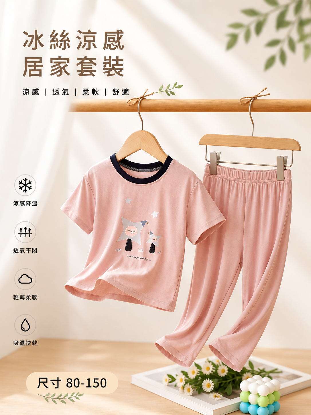 淺粉星星精靈 涼感居家套裝