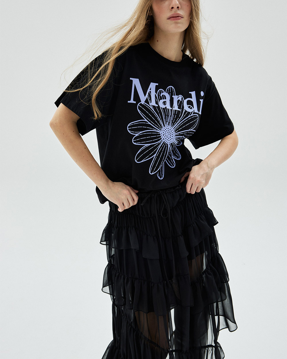 Mardi Mercredi | TSHIRT FLOWERMARDI_BLACK LIGHTPURPLE