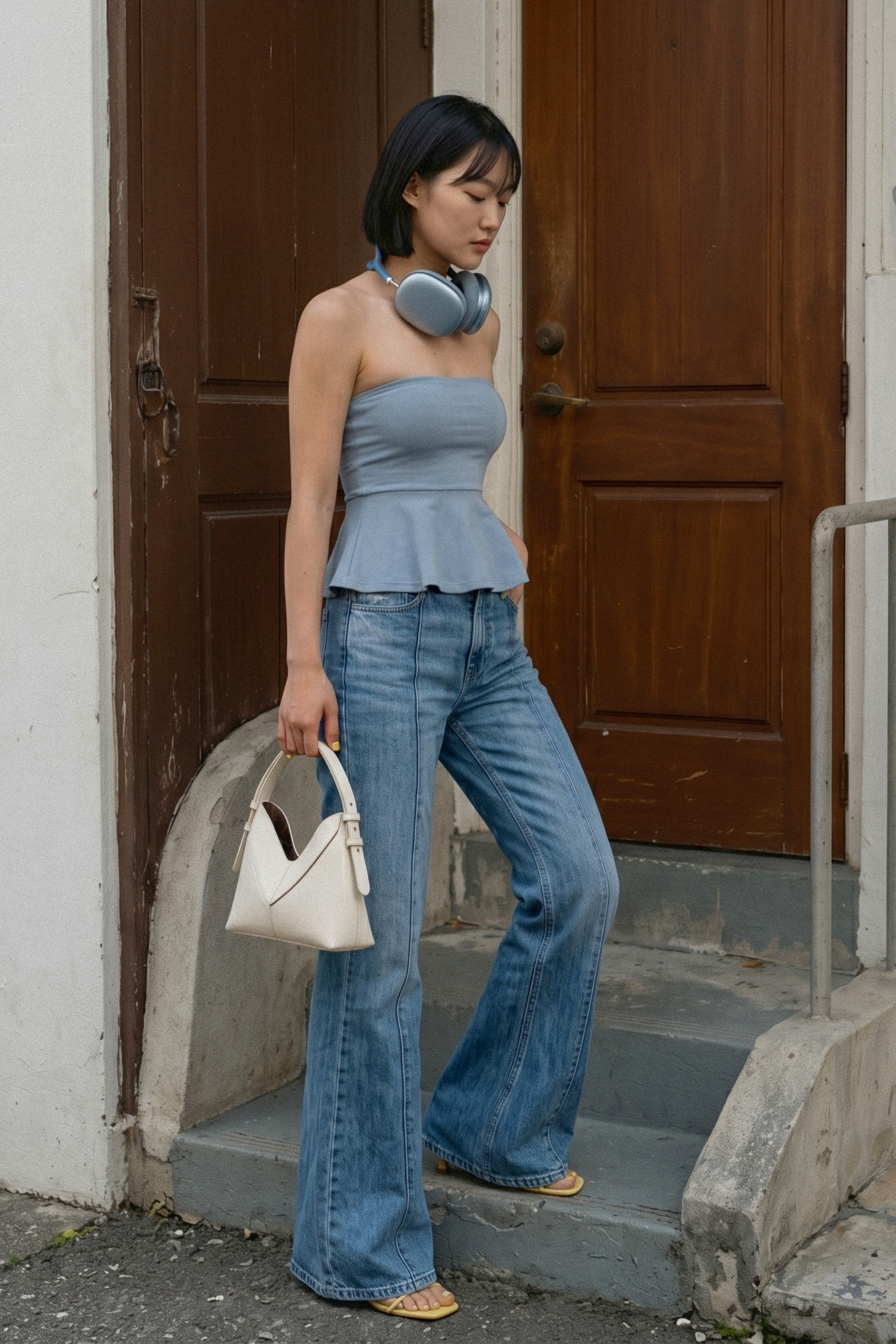 High - Stretch Sculpting Peplum Tube Top