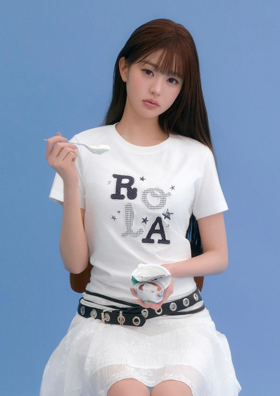 【6月17日截單！限時優惠預訂】韓國ROLAROLA ROLA  LETTERING PATCHWORK T-SHIRT（3色）