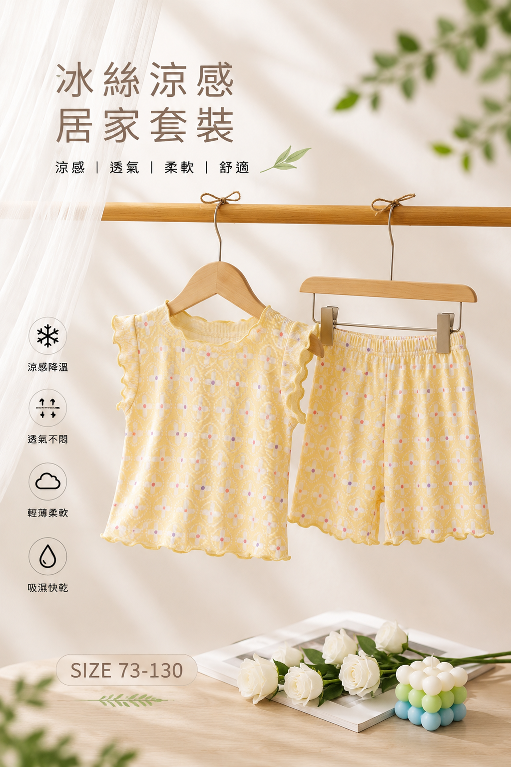 黃色小花 涼感居家套裝