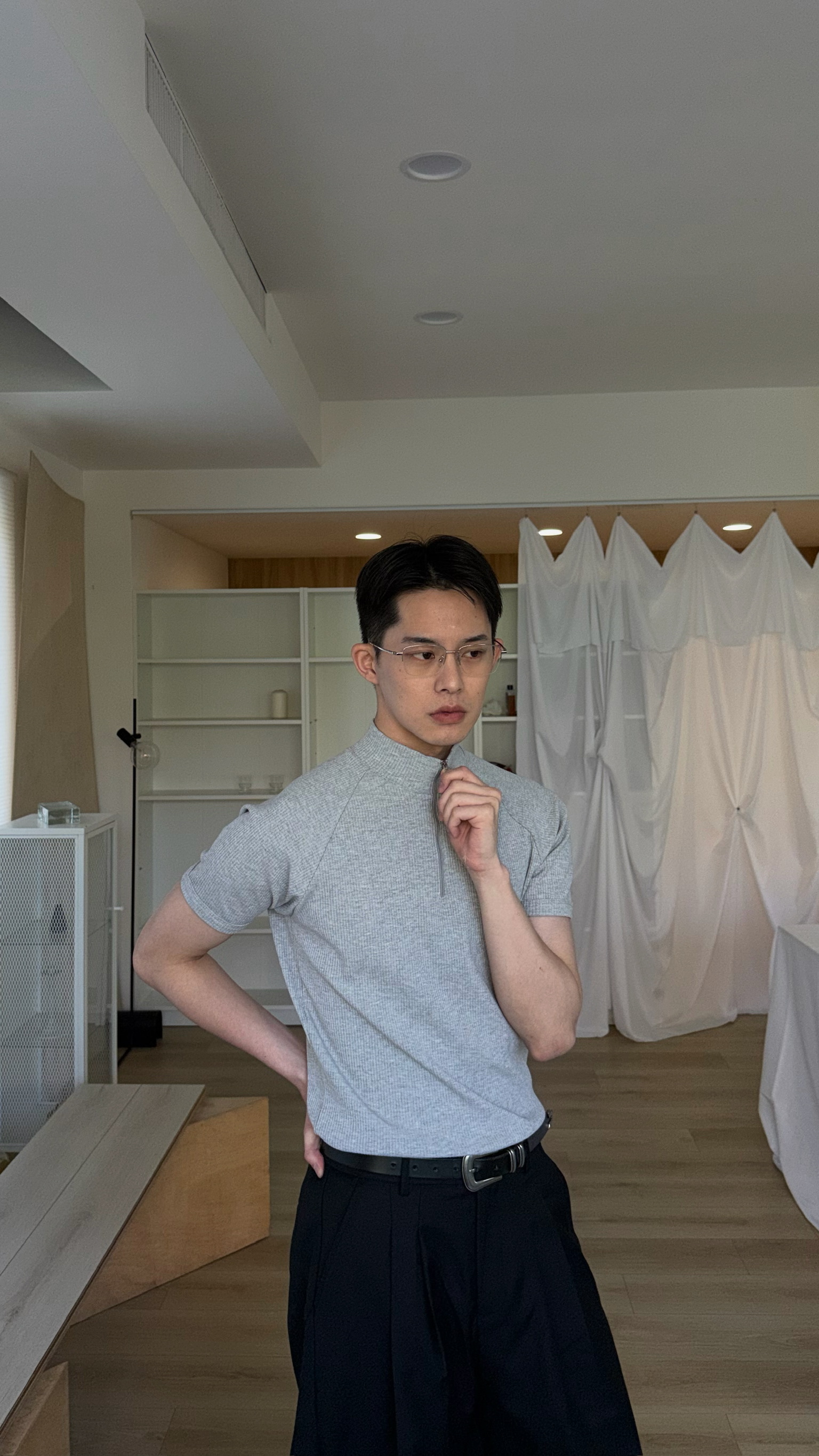 拉鏈半領貼身上衣（彈性）