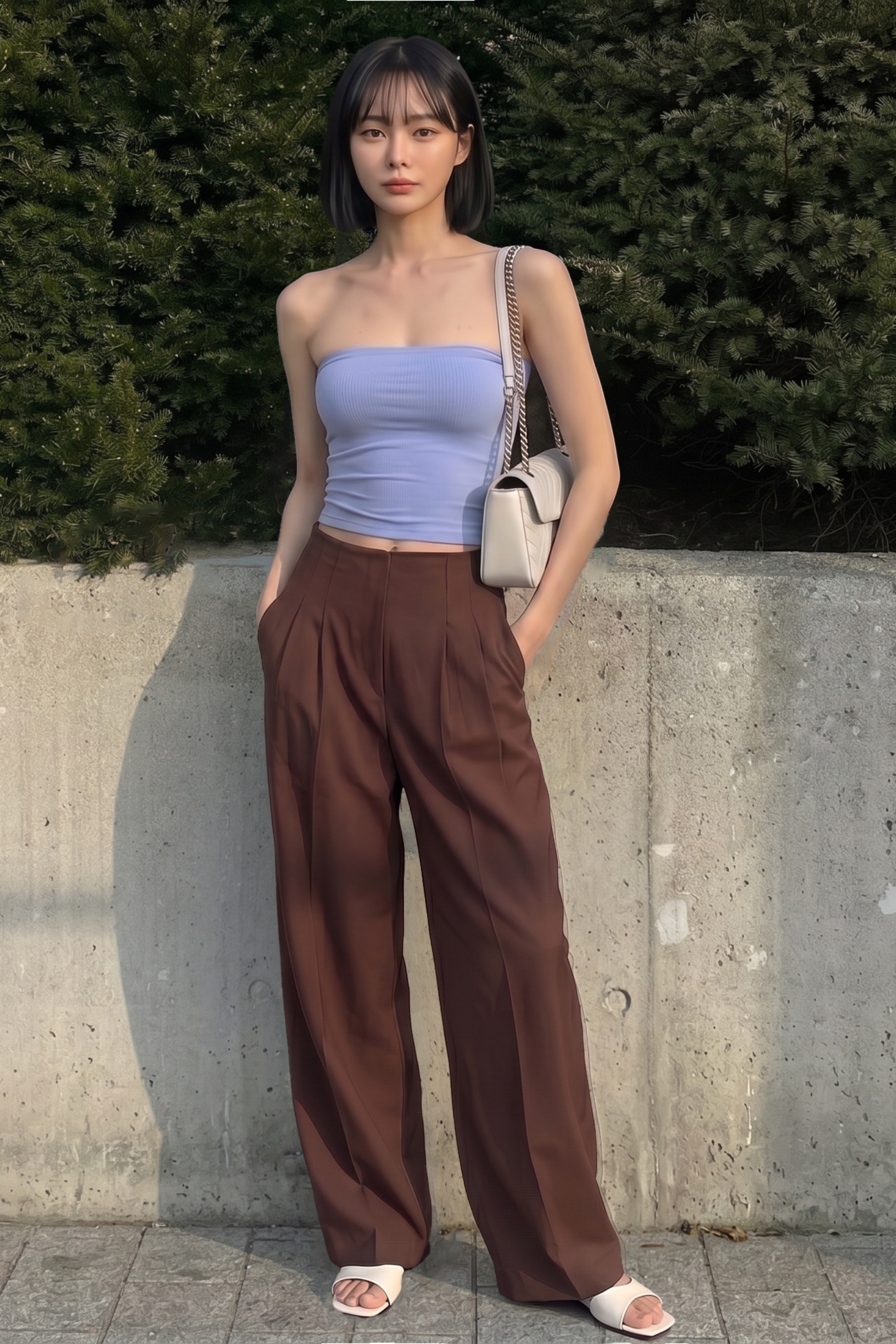 Souple Essentiel A-Line Pleated Wide-Leg Trousers
