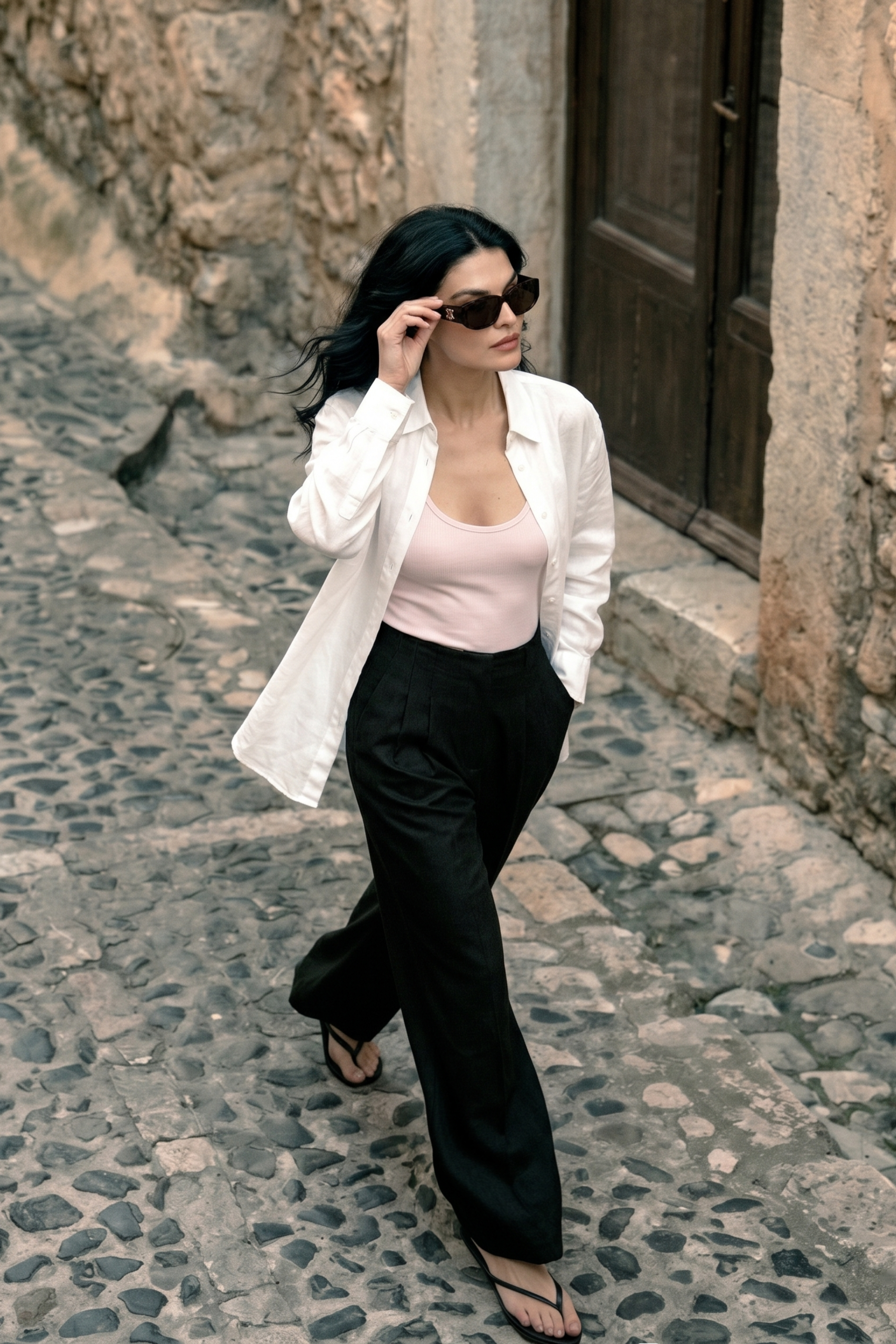 Souple Essentiel A-Line Pleated Wide-Leg Trousers