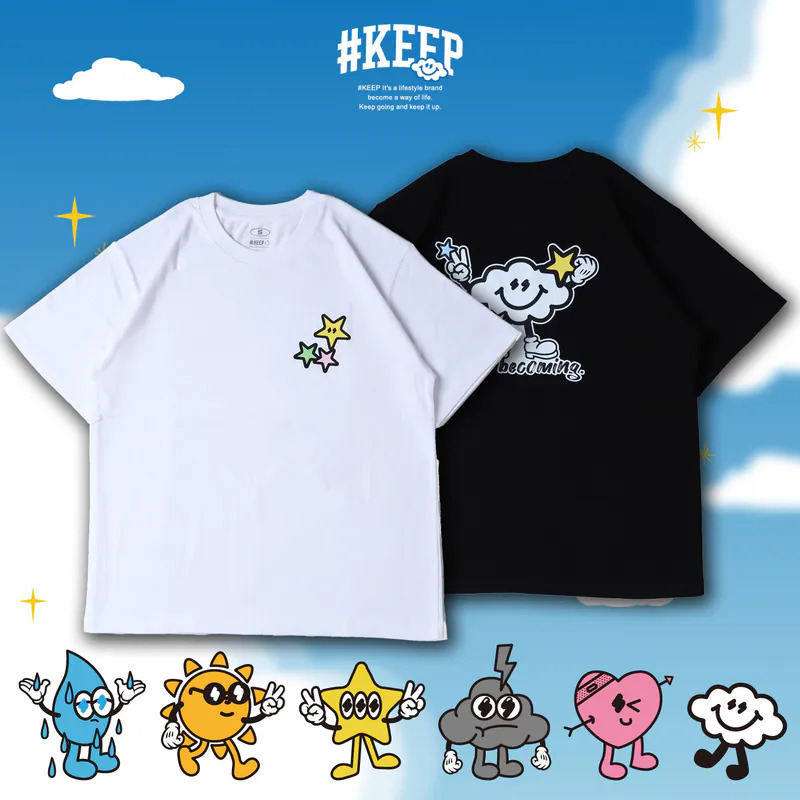 #KEEP COUNT THE STARS TEE 黑色 白色 印花 雲朵 數星星 短TEE【KS352】