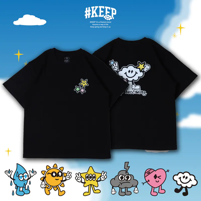 #KEEP COUNT THE STARS TEE 黑色 白色 印花 雲朵 數星星 短TEE【KS352】