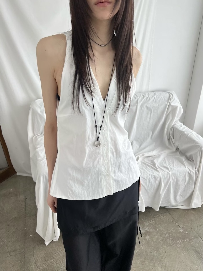 (designer!) cutout v-neck waist-tie shirt vest