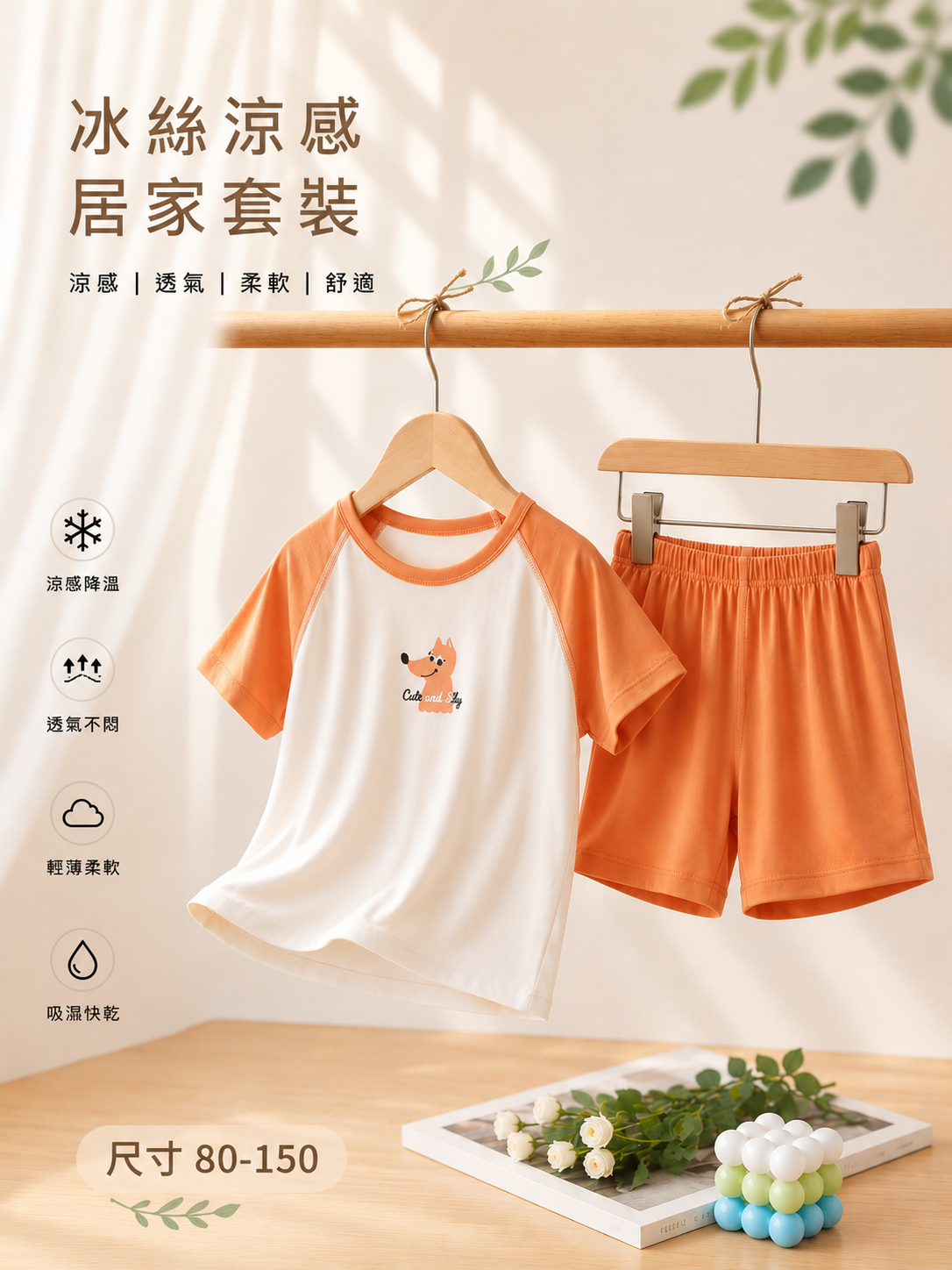 橘色狐狸狗 涼感居家套裝