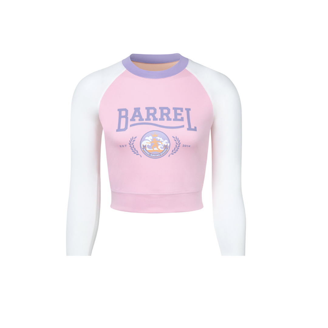 ▲BARREL 動感學院風露腰女款長袖防曬上衣 Pink