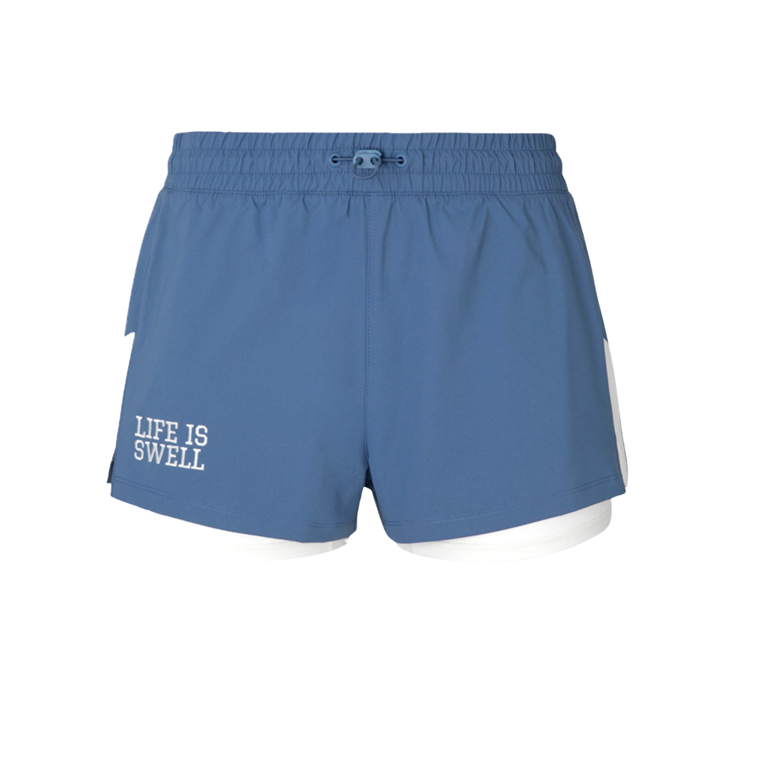▲BARREL 動感學院風抽繩兩件式女款海灘短褲 INDIGO BLUE