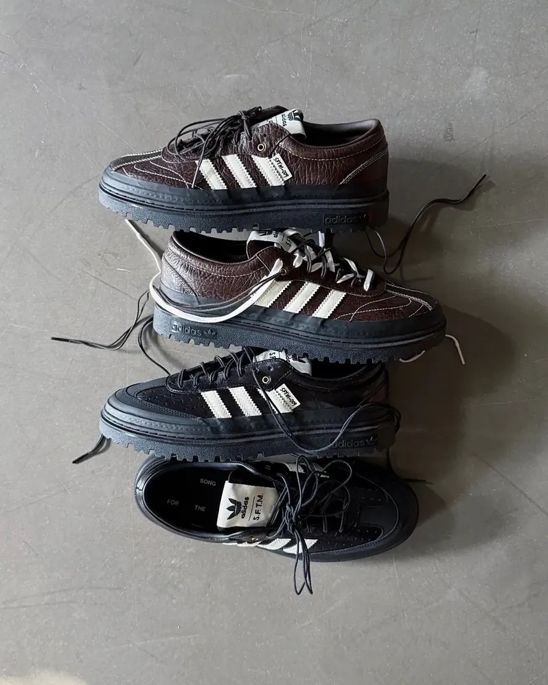 <聯名頂奢版SAMBA> ADIDAS ORIGINALS X SFTM SAMBA LX FREIZEIT 聯名 牛皮 德訓鞋 黑色 咖啡棕 KI4761/KI4762