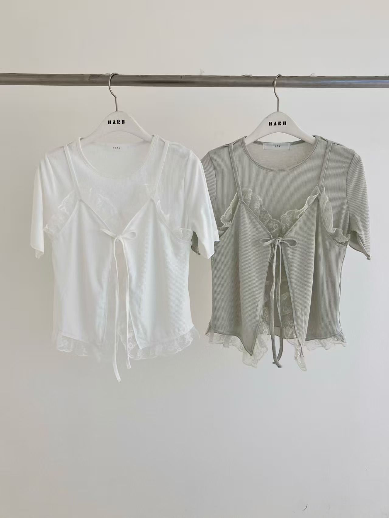 HU6350 甜酷假兩件Tee