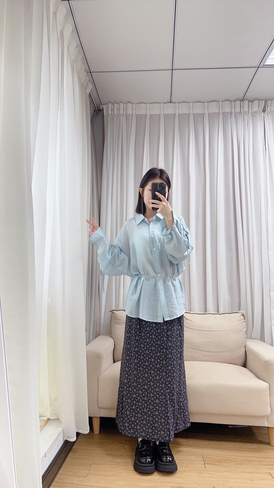 手袖蝴蝶結襯衫