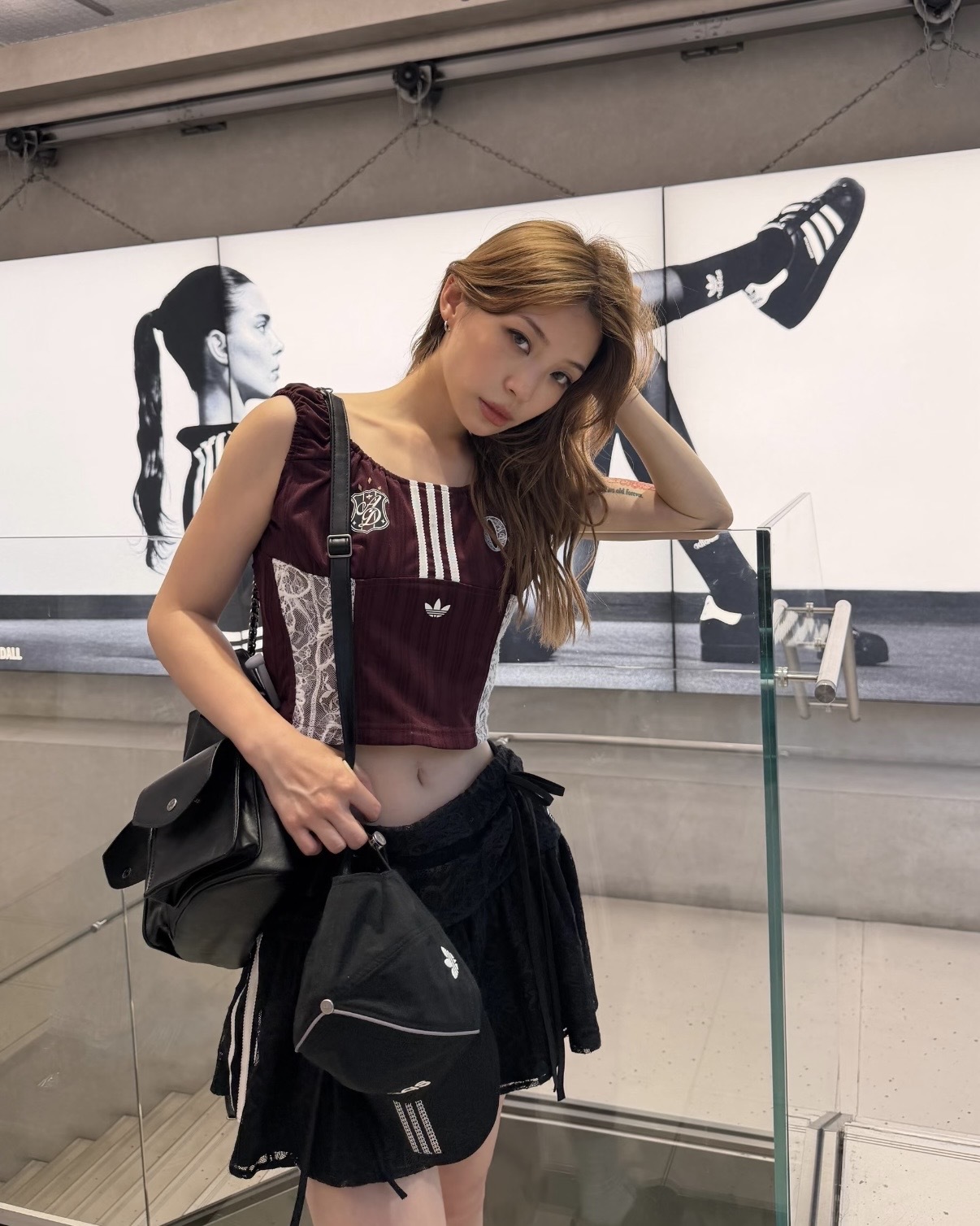ADIDAS ORIGINALS BLK TANK TOP 復古條紋 蕾絲拼接 法式 無袖 背心 運動衫 女款 勃艮地紅 酒紅 KU4751 / 預購