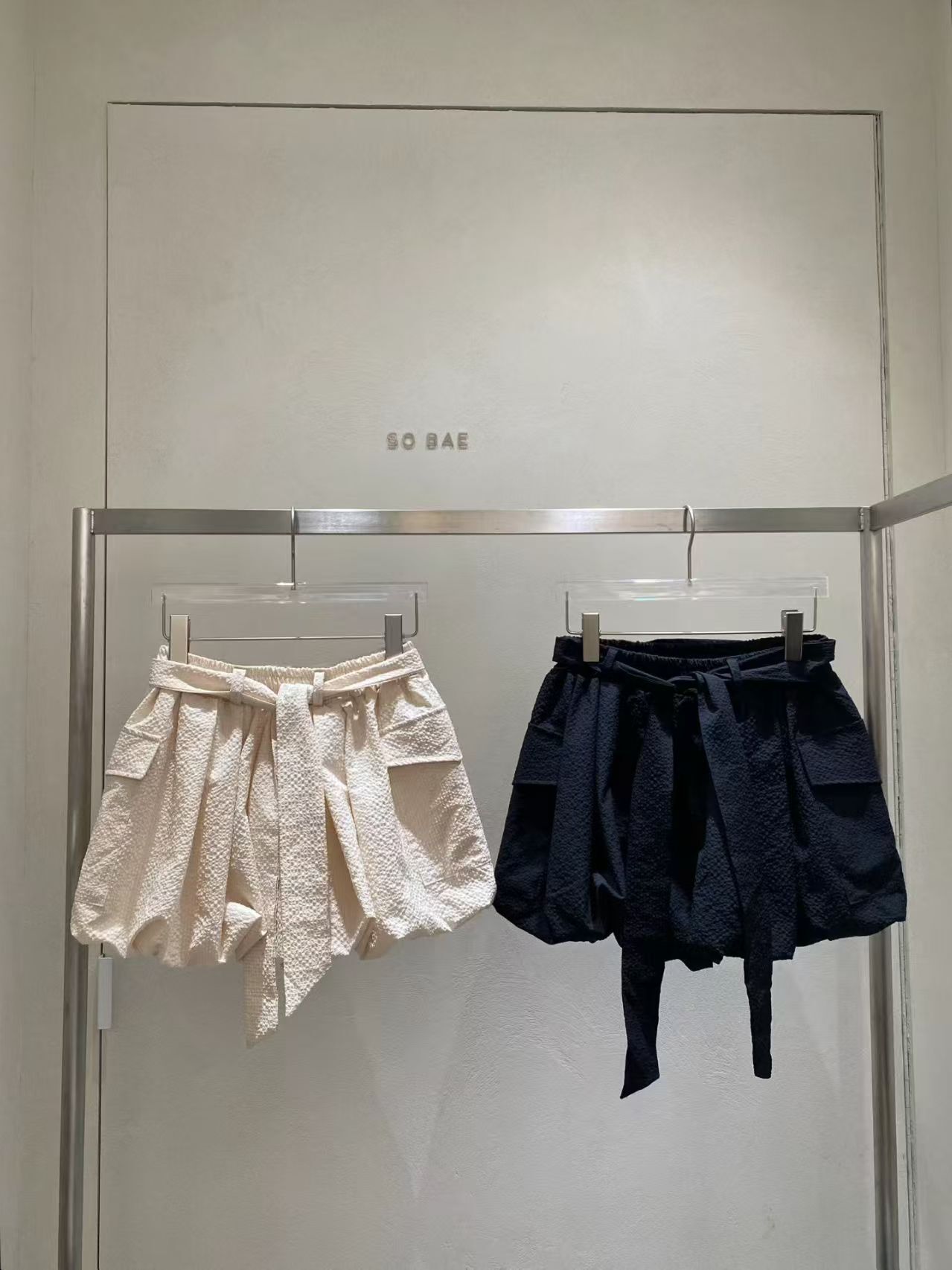 SB6322 粗綁帶泡泡口袋短裙