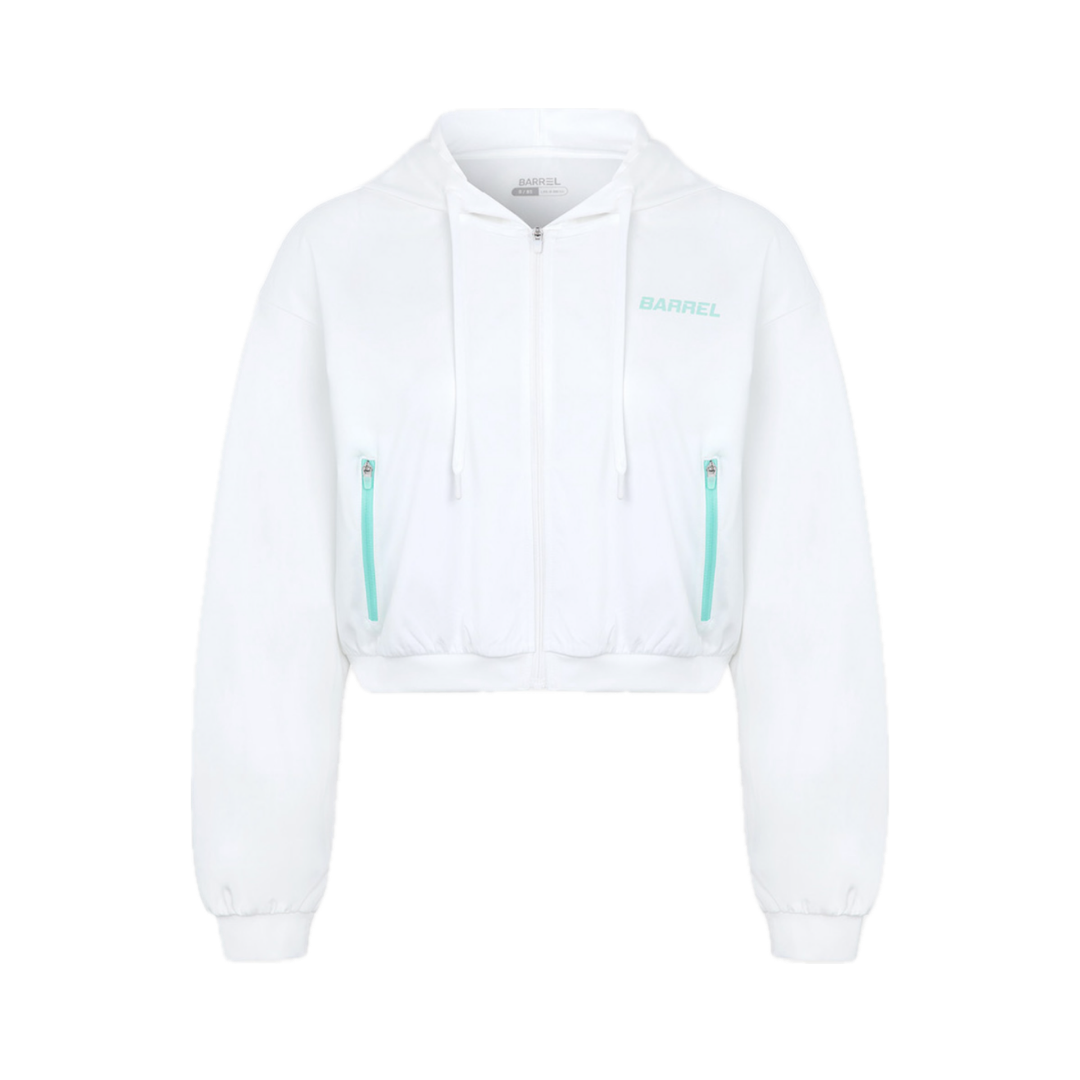 ▲BARREL 女款動感連帽拉鏈外套 OAT WHITE