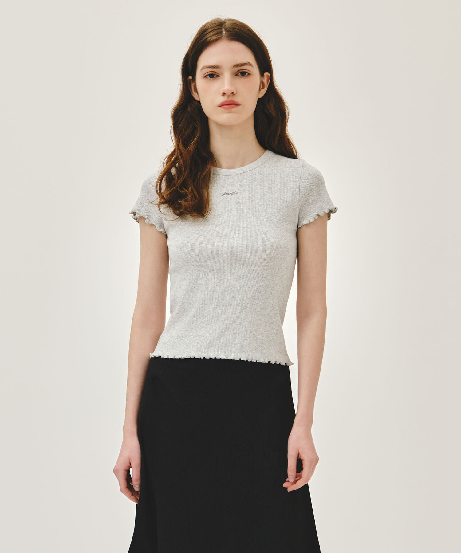 【現貨】W RIB POINT TEE (light heather gray/butter)