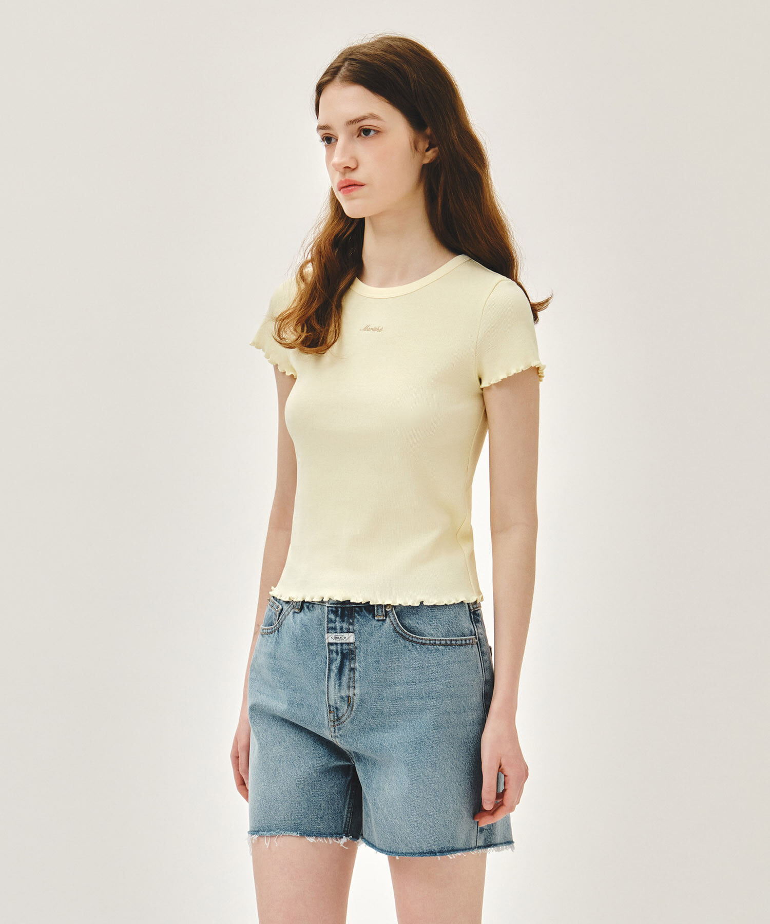 【現貨】W RIB POINT TEE (light heather gray/butter)