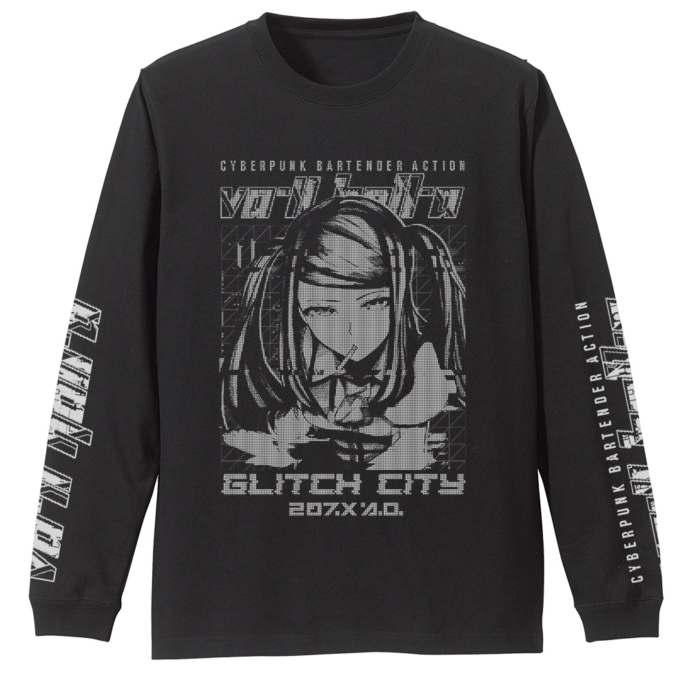 VA-11 Hall-A ｼﾞﾙ 袖ﾘﾌﾞﾛﾝｸﾞｽﾘｰﾌﾞTｼｬﾂ/BLACK COSPA 062926