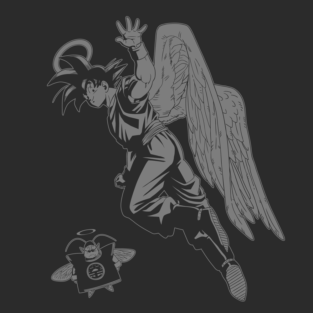 孫悟空(天使)と界王 Tｼｬﾂ/VANILLA WHITE COSPA 062926