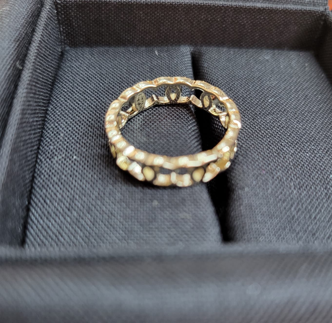 CHANEL AB6413 REPEATING CC LOGO RING GOLD 52 淡金CC鏤空戒指