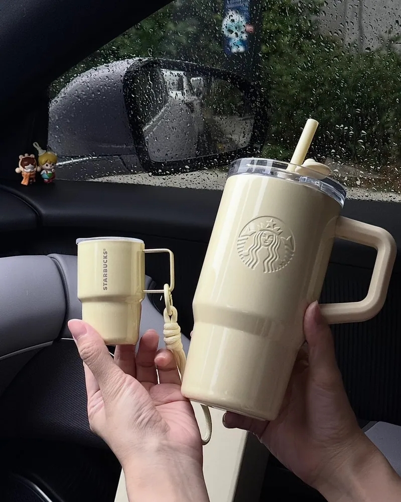 星巴克 STARBUCKS 心情氣象局系列 檸檬黃 不鏽鋼 雙飲口杯 配迷你杯掛 615ML