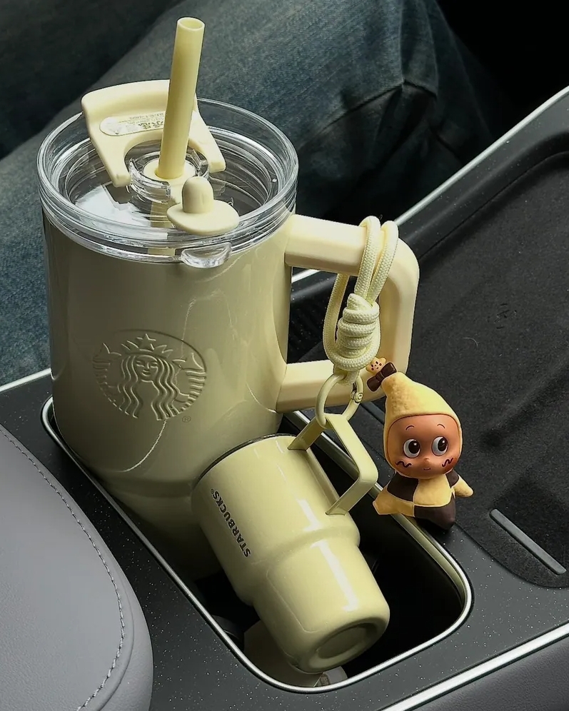 星巴克 STARBUCKS 心情氣象局系列 檸檬黃 不鏽鋼 雙飲口杯 配迷你杯掛 615ML