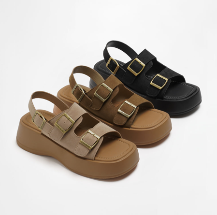 韓國代購 CHAAKAN Zeneca Buckle Platform Sandals SDSDS2i124