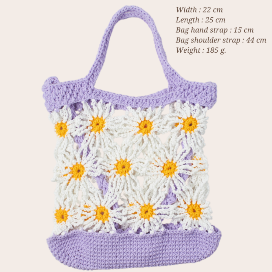 THHG0616-401 VP DAISY NET 03 CROCHET BAG - LAVENDER (A1)