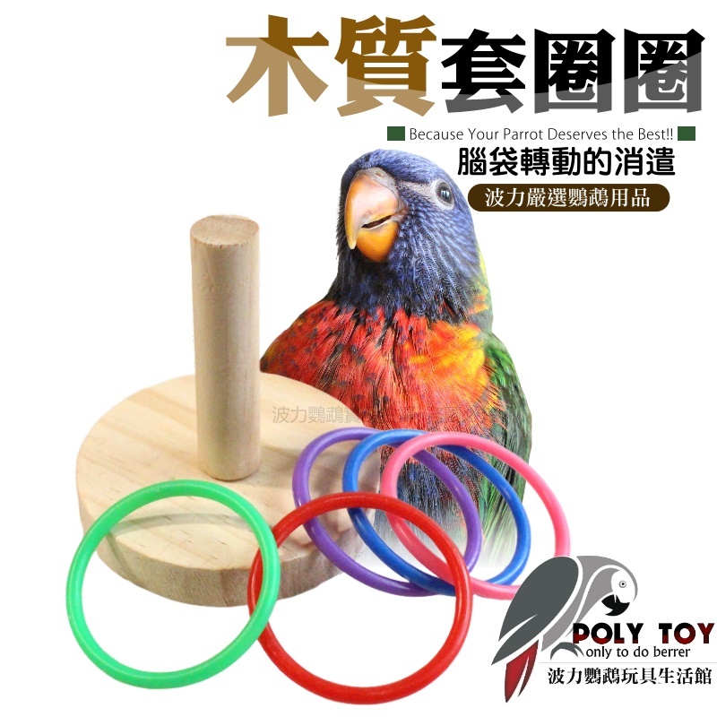 木質套圈圈 益智玩具 啃咬玩具 鸚鵡玩具 波力鸚鵡玩具生活館