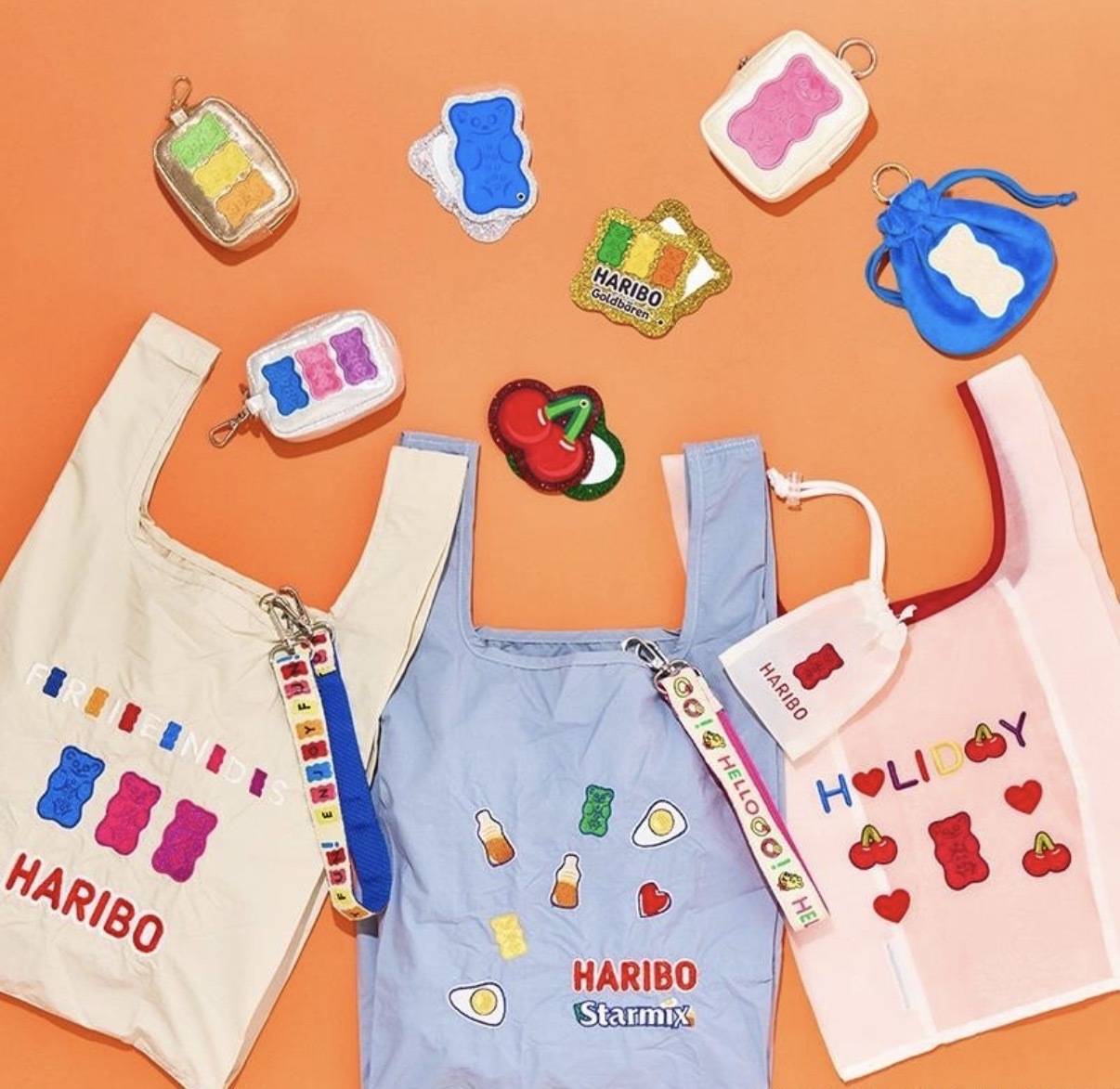 【數量限定】JP Haribo 熊仔糖 刺繡袋 附有肩帶扣 5018 5001 TK260615