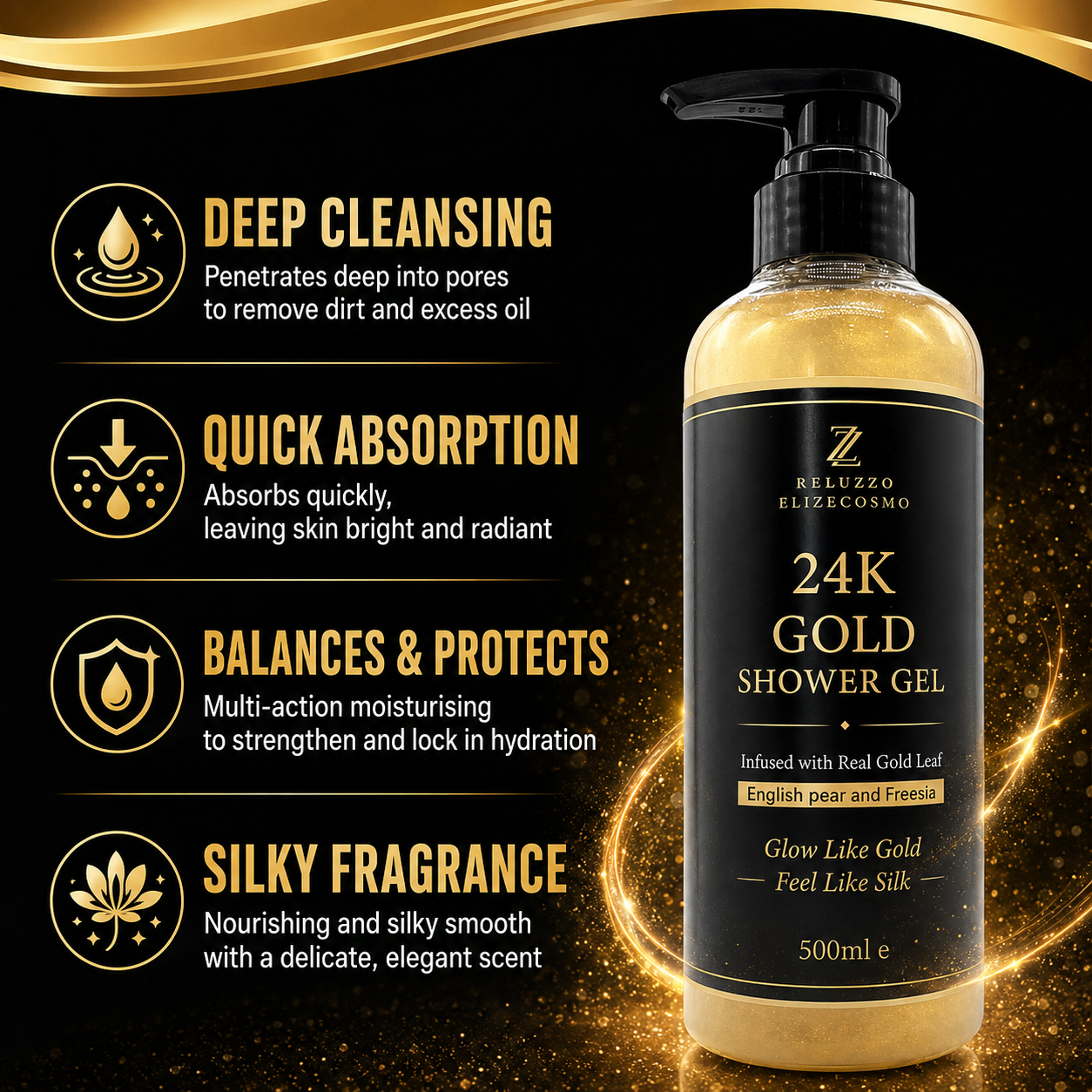 [TW] ELIZE RELUZZO X ELIZE COSMO 24K GOLD SHOWER GEL, 4713698866266 (TWE76)