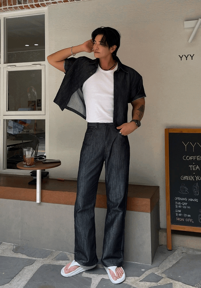Non-fading denim short-sleeved jacket