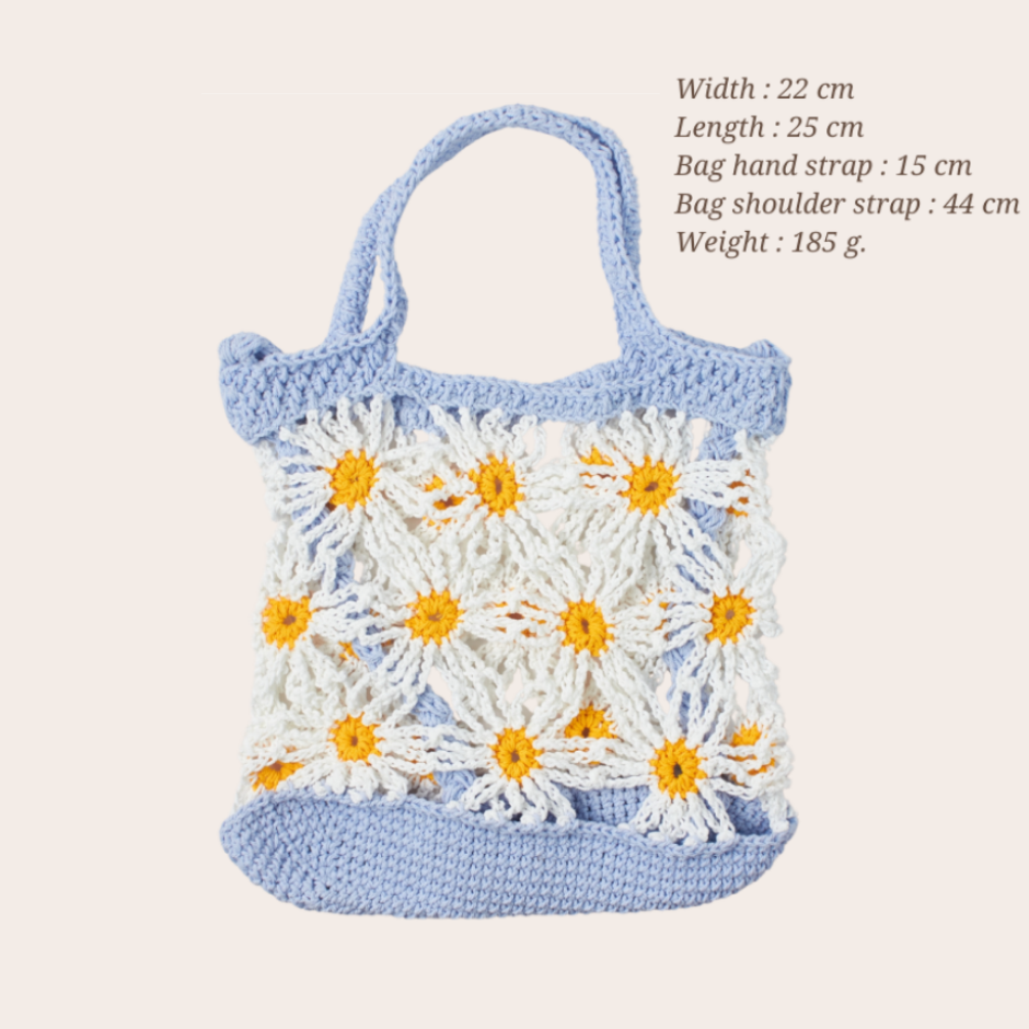 THHG0616-402 VP DAISY NET 02 CROCHET BAG - SKY (A2)