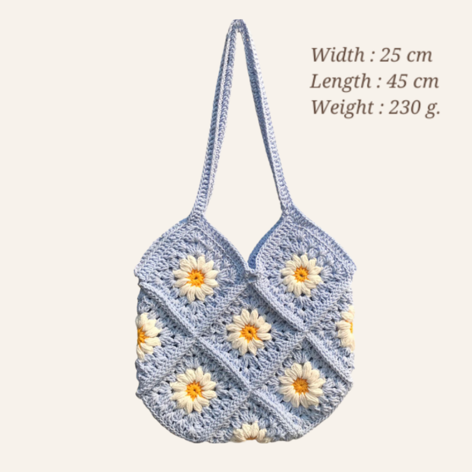 THHG0616-404 VP DAISY 06 CROCHET BAG - SKY (A4)