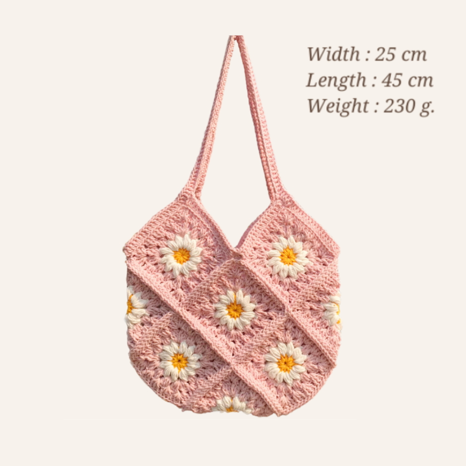 THHG0616-405 VP DAISY 07 CROCHET BAG - PINK (A5)