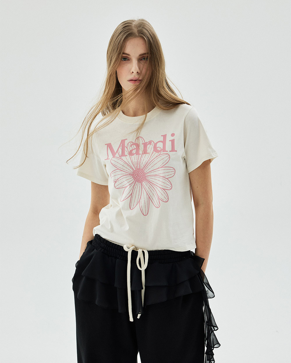 Mardi Mercredi | SLIM TSHIRT FLOWERMARDI_CREAM INDIPINK