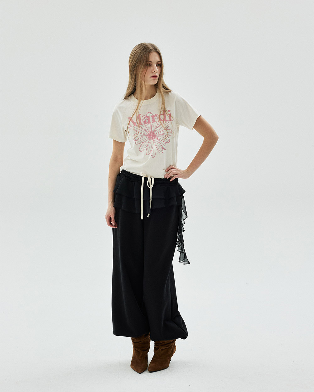 Mardi Mercredi | SLIM TSHIRT FLOWERMARDI_CREAM INDIPINK