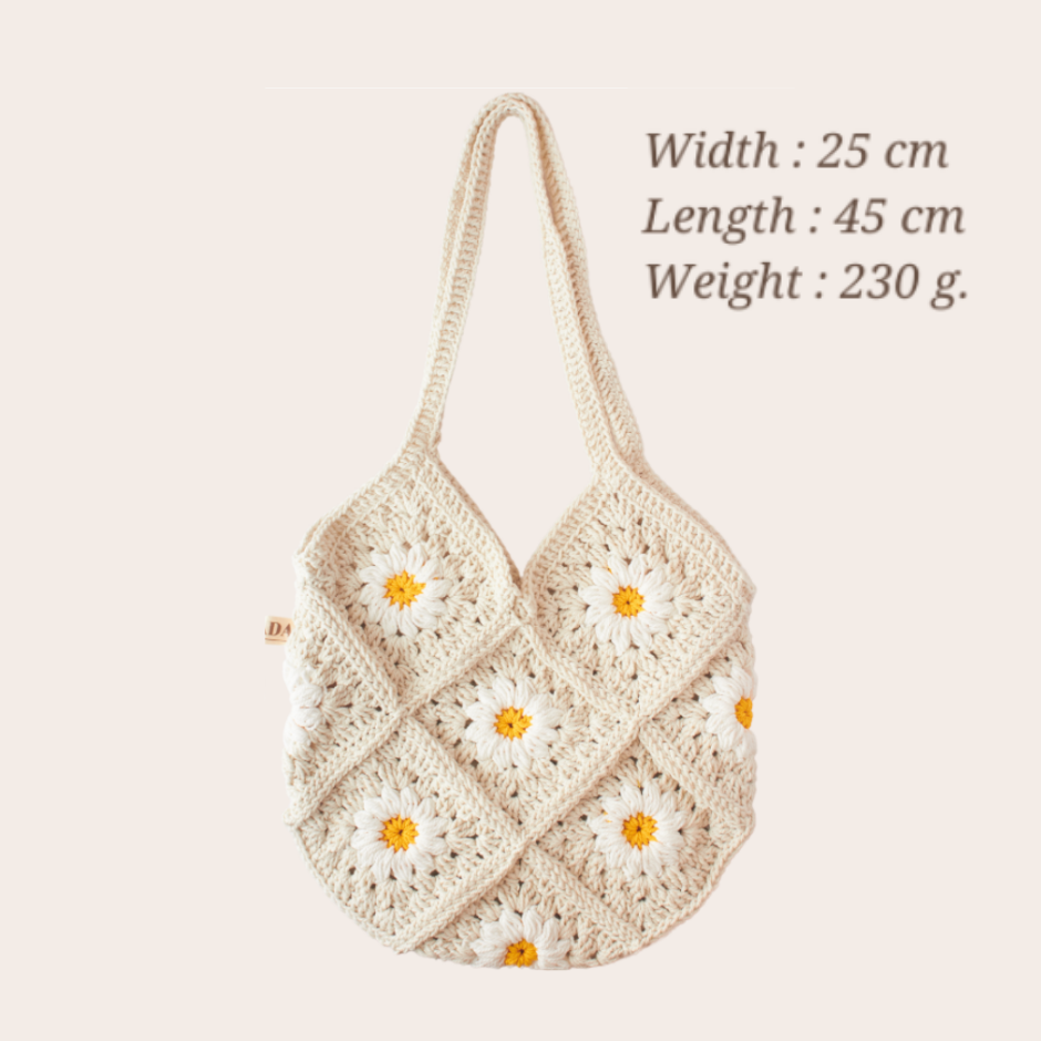THHG0616-408 VP DAISY 10 CROCHET BAG - OFF WHITE (A8)