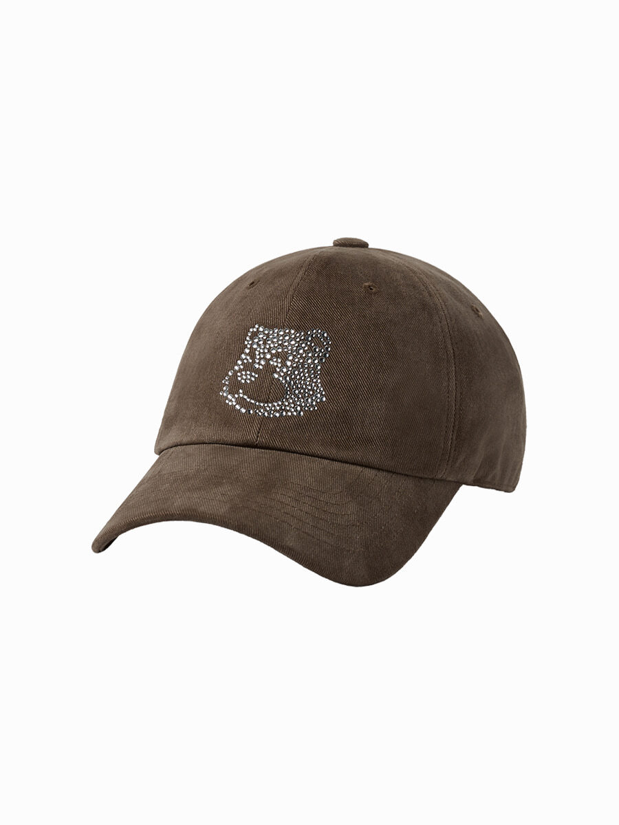 Q7 ADLV CUBIC AC BEAR BALL CAP - BROWN