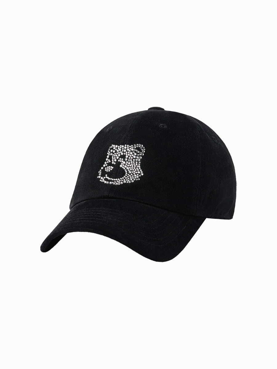 Q8 ADLV CUBIC AC BEAR BALL CAP - BLACK