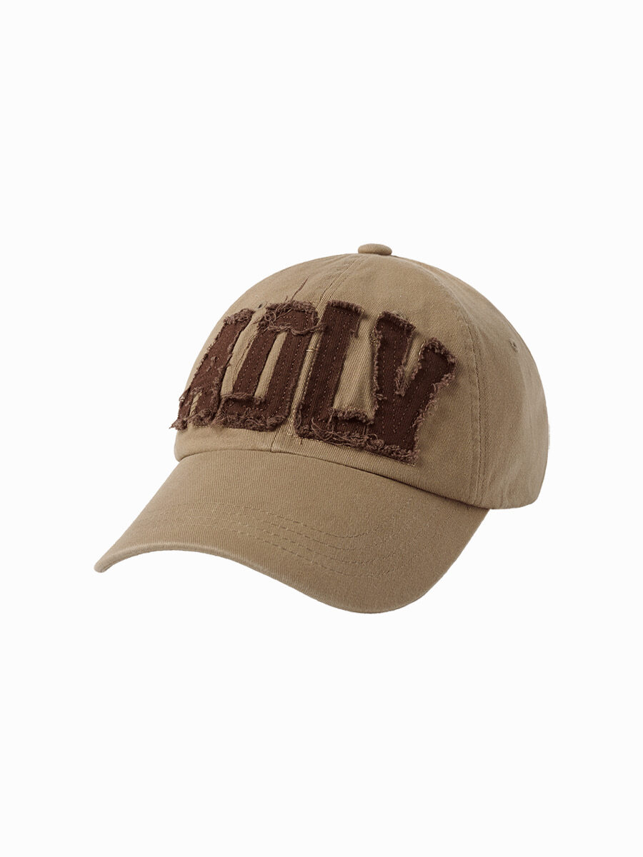 Q10 ADLV APPLIQUE EMBO BALL CAP - DARK BEIGE
