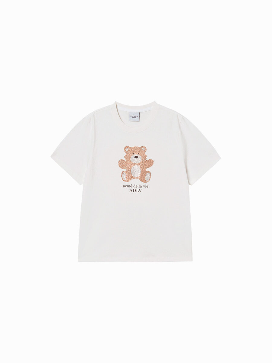 Q22 ADLV WOMAN CUBIC BEAR SHORT SLEEVE T-SHIRT -WHTE