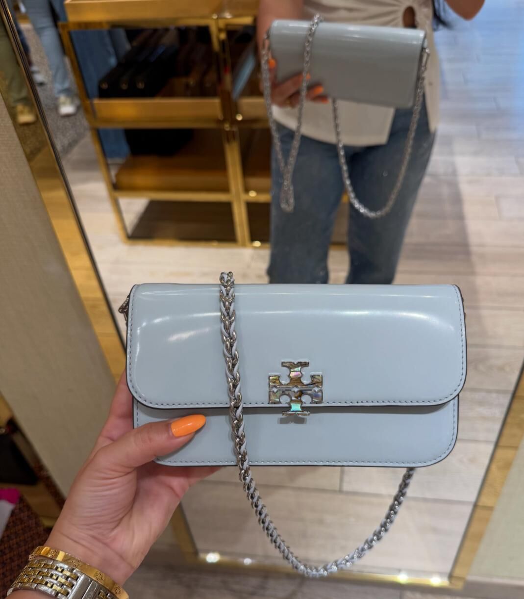 【預購】Tory Burch H0615201 Britten淺藍色銀包斜孭袋